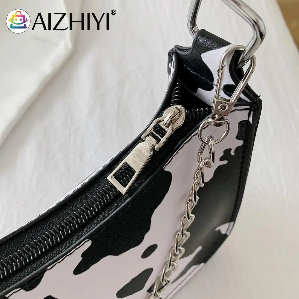 Vintage PU Animal Pattern Small Shoulder Bag Women Chain Handbags