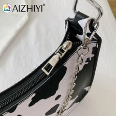 Vintage PU Animal Pattern Small Shoulder Bag Women Chain Handbags