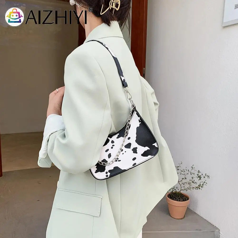 Vintage PU Animal Pattern Small Shoulder Bag Women Chain Handbags