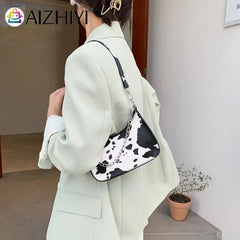 Vintage PU Animal Pattern Small Shoulder Bag Women Chain Handbags