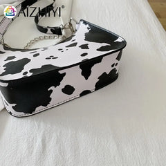 Vintage PU Animal Pattern Small Shoulder Bag Women Chain Handbags