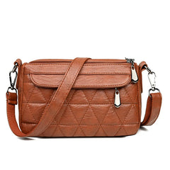 Vintage PU Leather Crossbody Handbag For Women Solid Lady Shoulder Bag