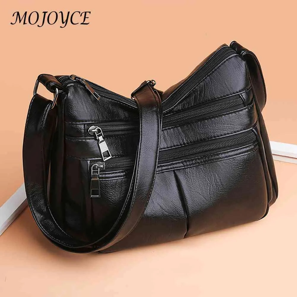Vintage PU Leather Shoulder Bag Women Large Capacity Tote Handbag