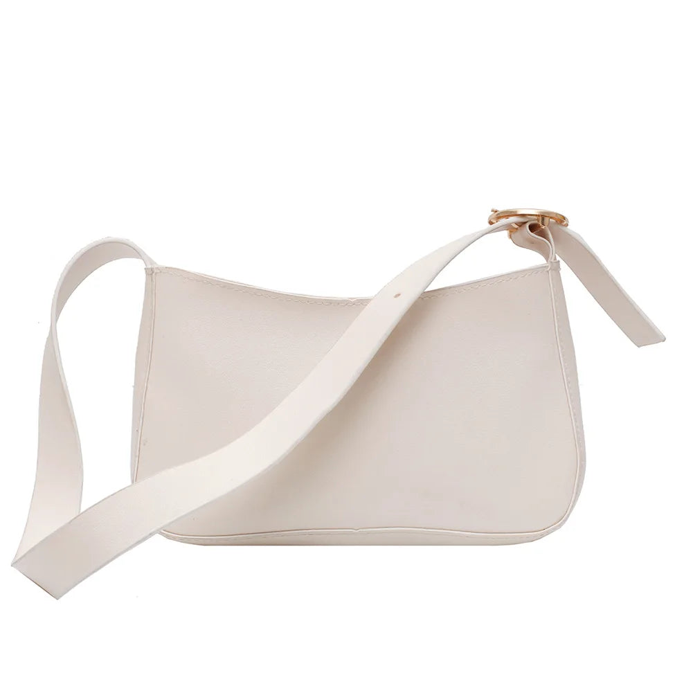 Vintage PU Leather Women Handbags Solid Female Retro Shoulder Bags