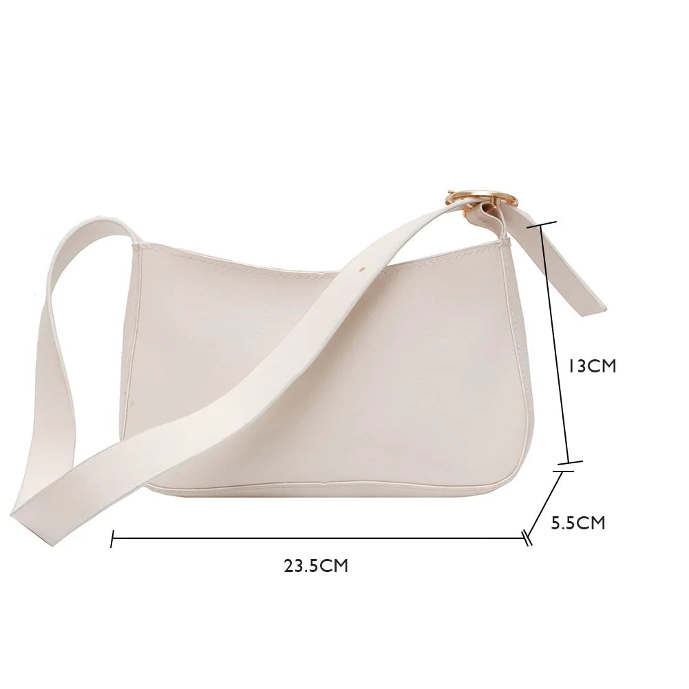 Vintage PU Leather Women Handbags Solid Female Retro Shoulder Bags