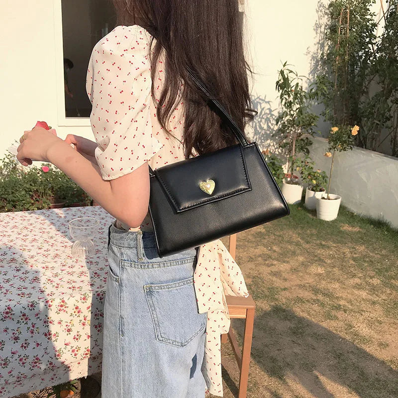 Vintage PU Leather Women Underarm Bag Ladies Flap Shoulder Messenger Bag