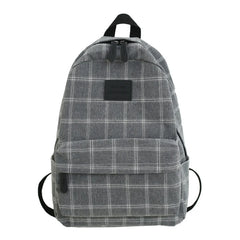 Vintage Plaid Canvas Backpack Adjustable Strap Rucksack