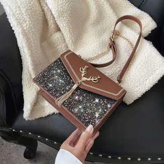 Vintage Printing Handbag Messenger Bags For Women Pu Leather Crossbody Bag