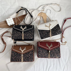 Vintage Printing Handbag Messenger Bags For Women Pu Leather Crossbody Bag