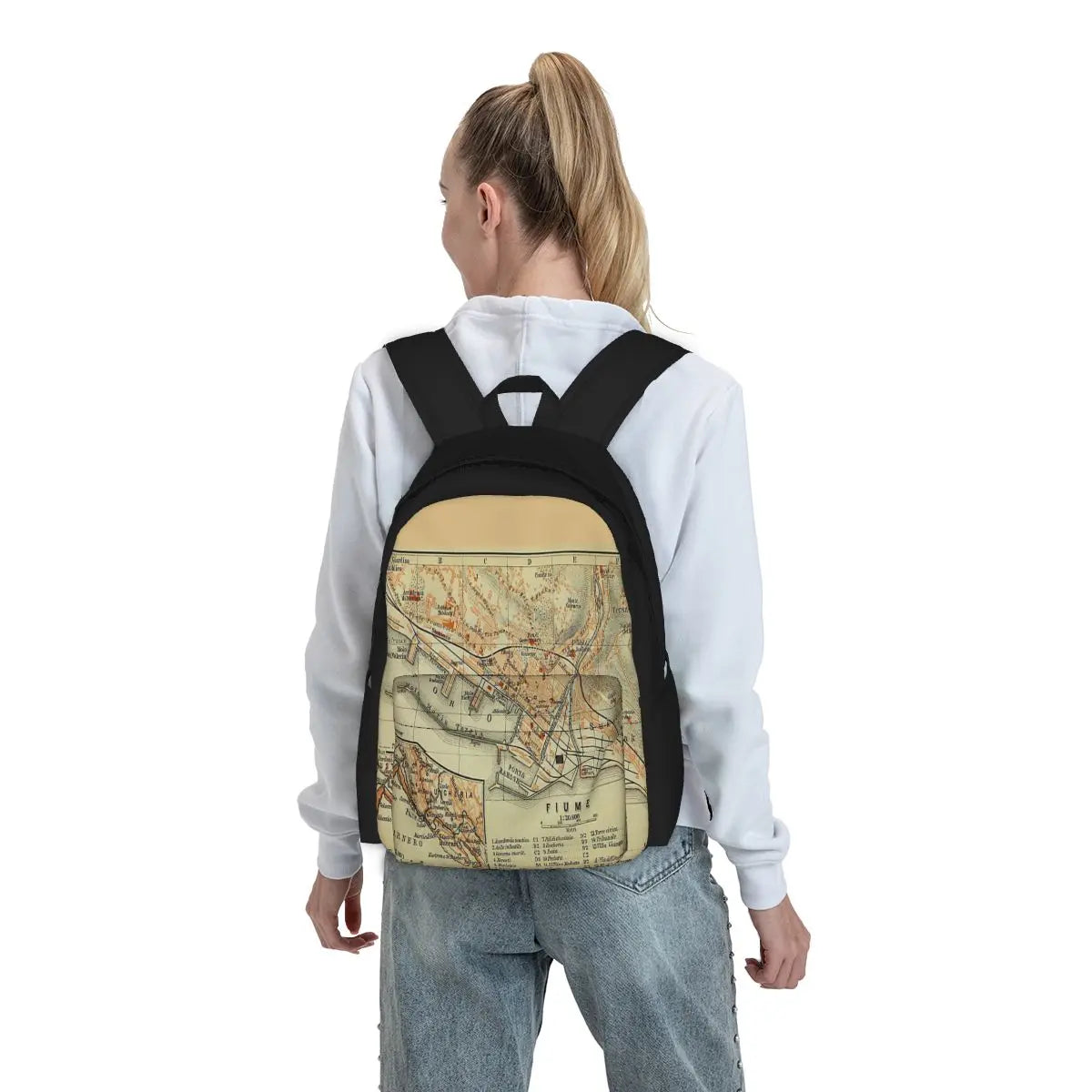 Vintage Rijeka Croatia Map 1911 Backpacks Men's Backpacks Bags For Women
