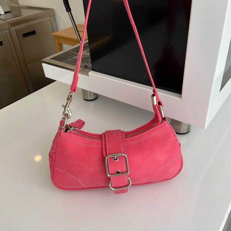 Vintage Rose Red Chain Shoulder Bag Female Clutch Purse Handbags