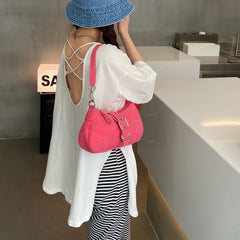 Vintage Rose Red Chain Shoulder Bag Female Clutch Purse Handbags