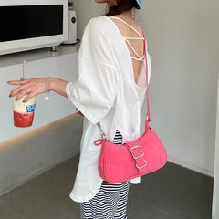 Vintage Rose Red Chain Shoulder Bag Female Clutch Purse Handbags