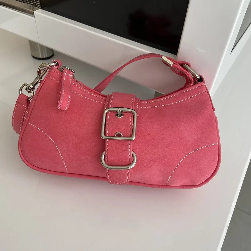 Vintage Rose Red Chain Shoulder Bag Female Clutch Purse Handbags