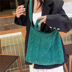 Vintage Knitted Crossbody Handbags Top-handle Bags Large Capacity Portable Purse