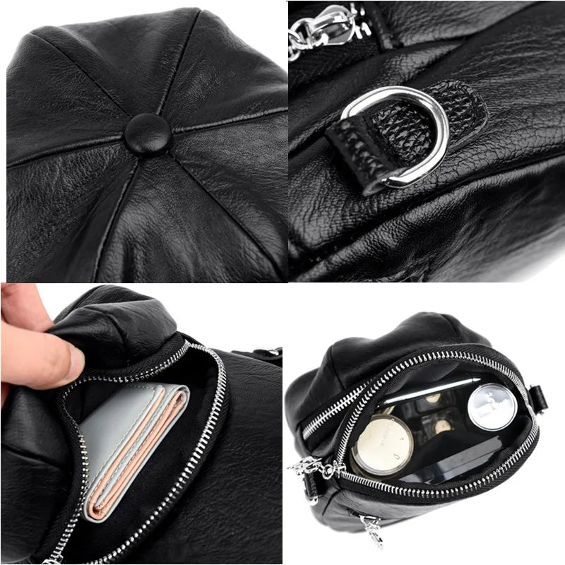Vintage Shoulder Messenger Bags for Women Soft Leather Ladies Handbags