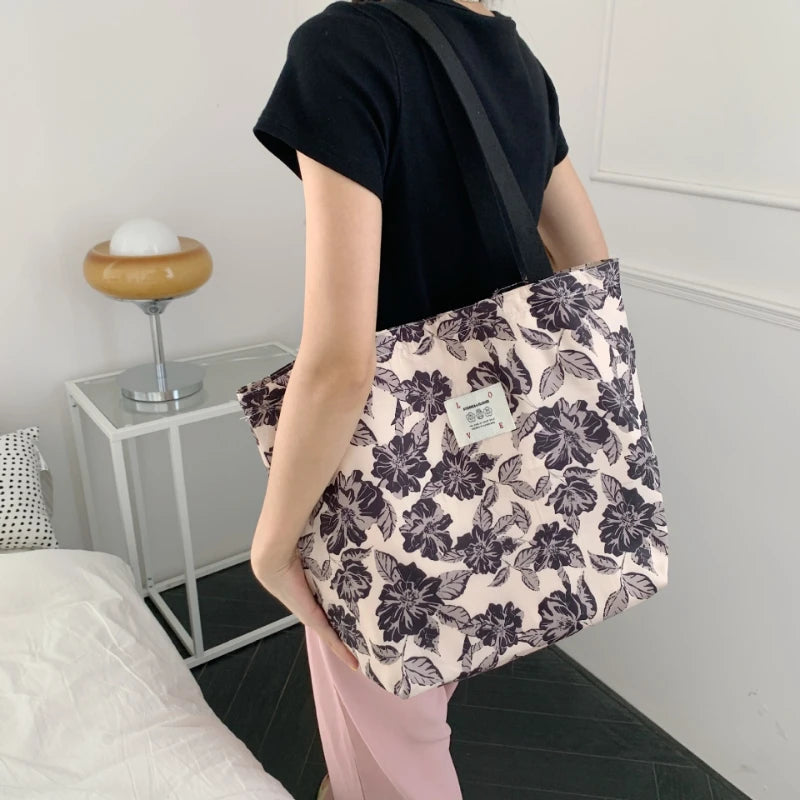 Vintage Large Capacity Handbag Canvas Shoulder Bag for Women