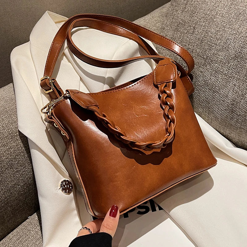 Vintage Small Bucket Crossbody Bag for Women