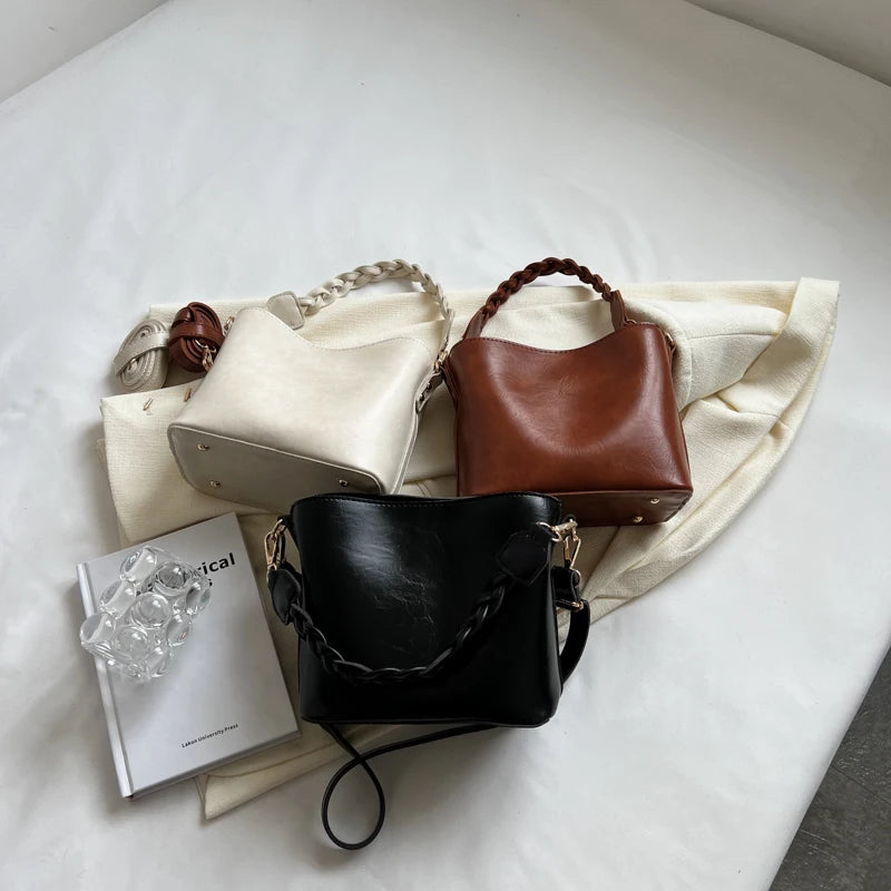 Vintage Small Bucket Crossbody Bag for Women