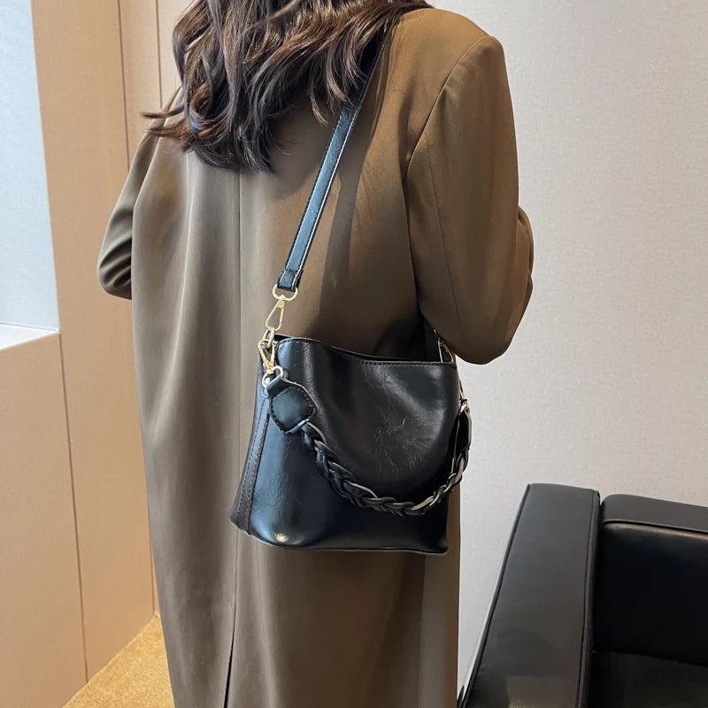 Vintage Small Bucket Crossbody Bag for Women