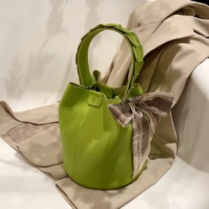 Vintage Small PU Leather Bucket Crossbody Sling Bags for Women