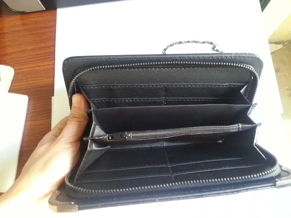 Vintage Skull Leather Wallet Purse Women Lady Girl Long Hand Bag