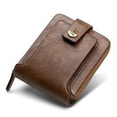 Vintage Small Men's Wallet Leather Short Purse Men Hasp Zipper Clutch