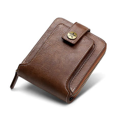 Vintage Men's Wallet Short Purse Clutch Zipper Solid Porte Feuille Hommes