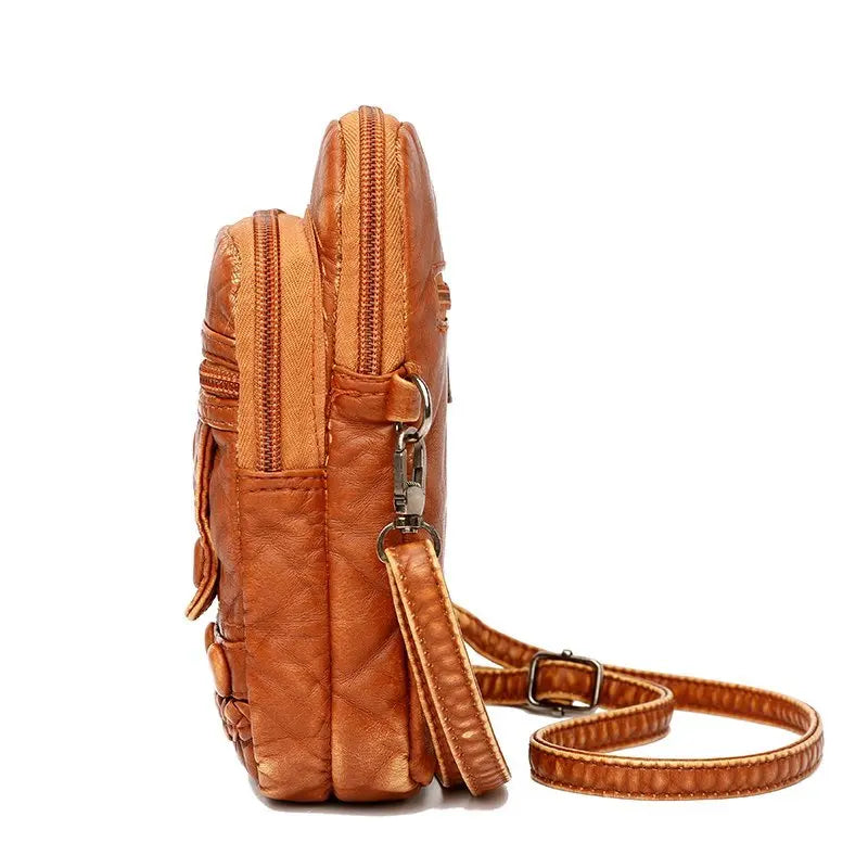 Vintage Soft Leather Crossbody Bags Small Size Shoulder Wallet Bags Women