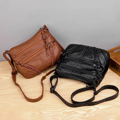 Vintage Soft PU Leather Purses Women Purse Multi-pockets Messenger Bag