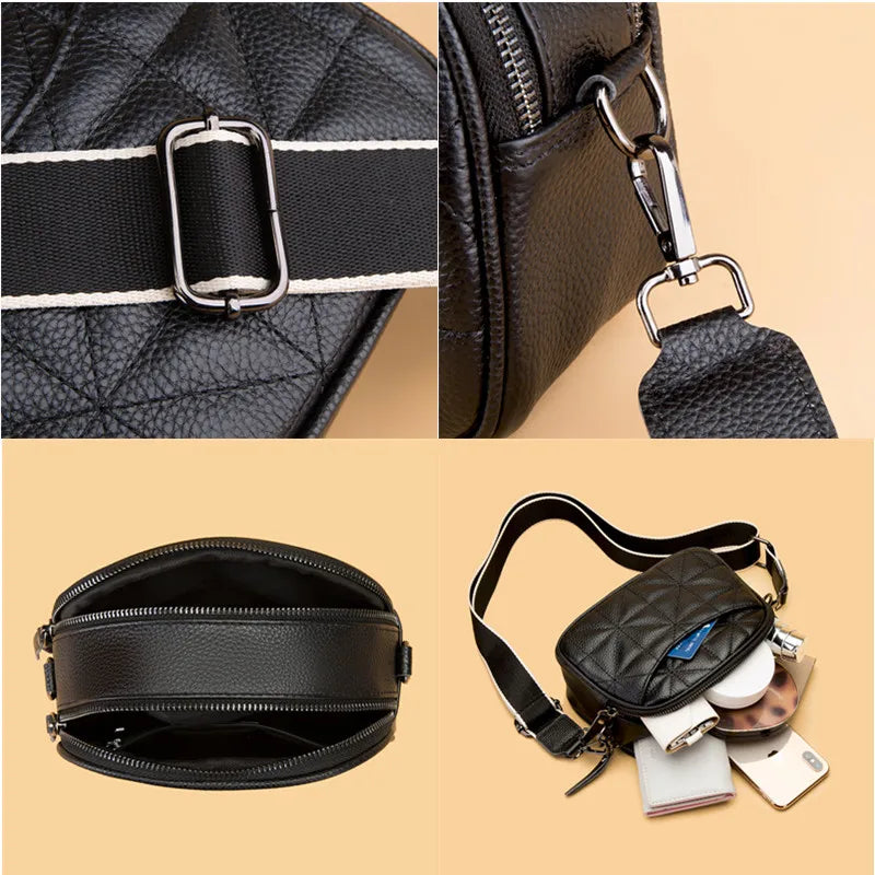 Vintage Solid Leather Shoulder Crossbody Bag High Cow Leather