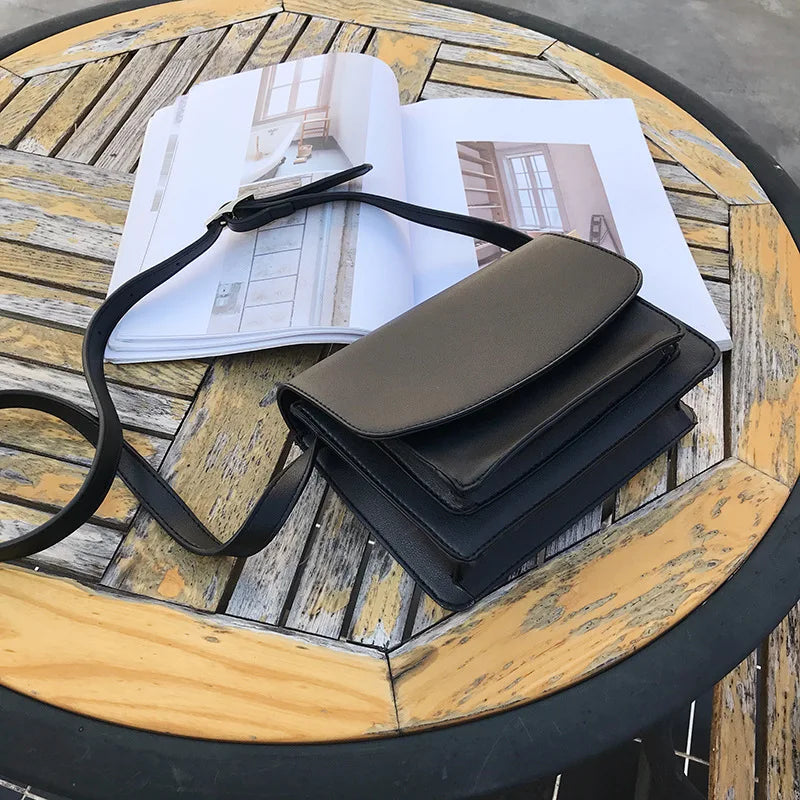 Vintage Leather Crossbody Bag For Women Casual Purses Small Shoulder Bag