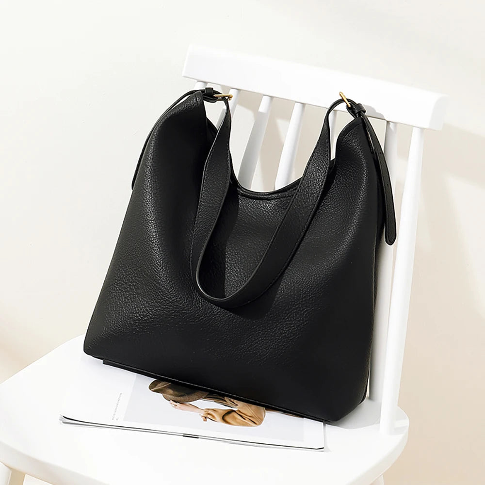 Vintage PU Leather Tote Bags Women Large Capacity Shoulder Handbags
