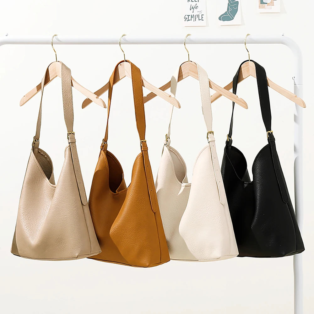 Vintage PU Leather Tote Bags Women Large Capacity Shoulder Handbags
