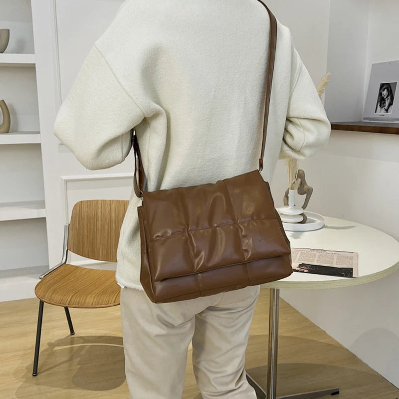 Vintage Space Shoulder Bags For Women Pu Leather Armpit Handbag Purse