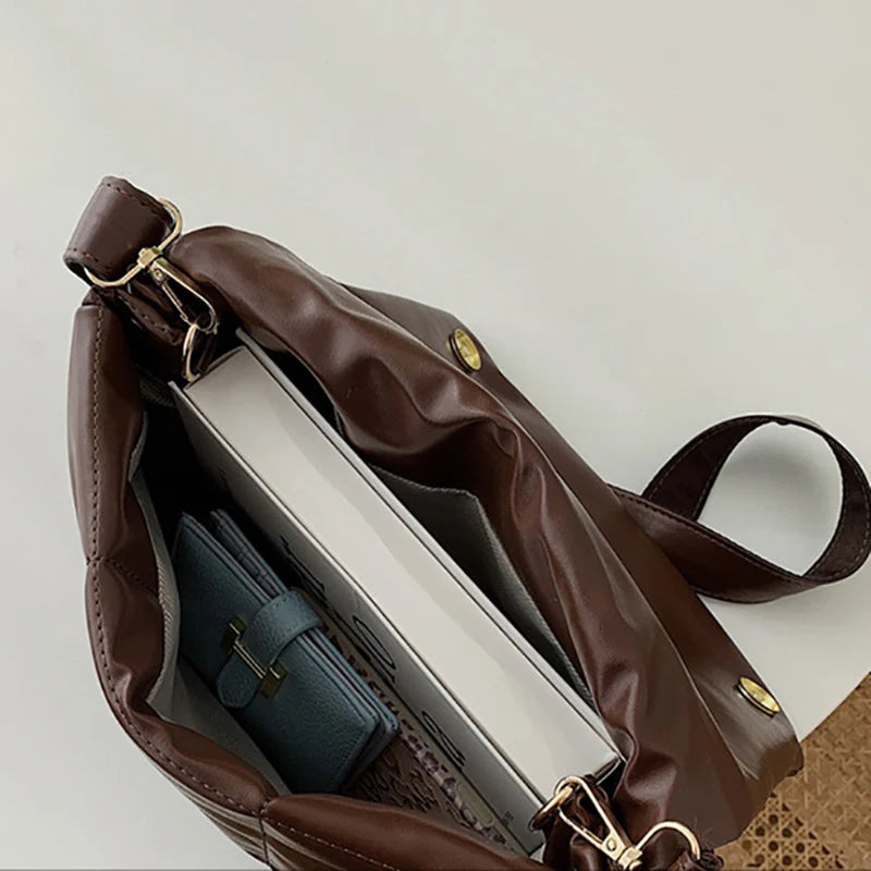 Vintage Space Shoulder Bags For Women Pu Leather Armpit Handbag Purse