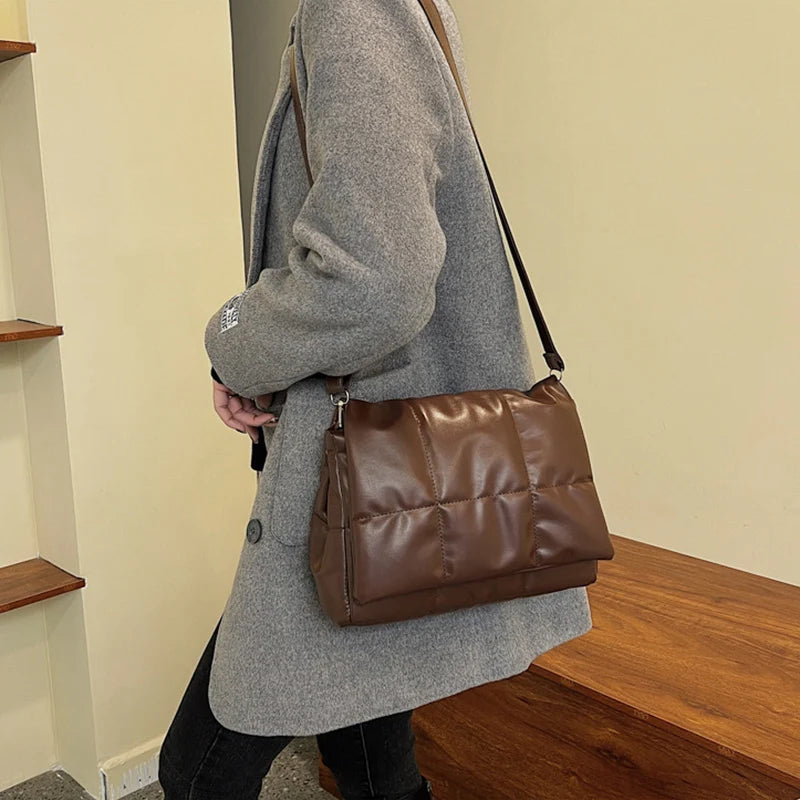Vintage Space Shoulder Bags For Women Pu Leather Armpit Handbag Purse