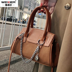Vintage Square Tote Bag Matte PU Leather Women's Handbag