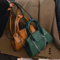 Vintage Square Tote Bag Matte PU Leather Women's Handbag