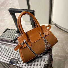 Vintage Square Tote Bag Matte PU Leather Women's Handbag