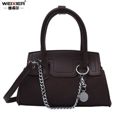 Vintage Square Tote Bag Matte PU Leather Women's Handbag