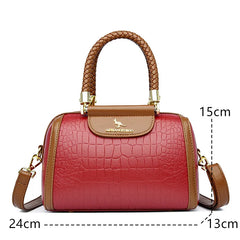 Vintage Stone Pattern Leather Shoulder Crossbody Bags Women