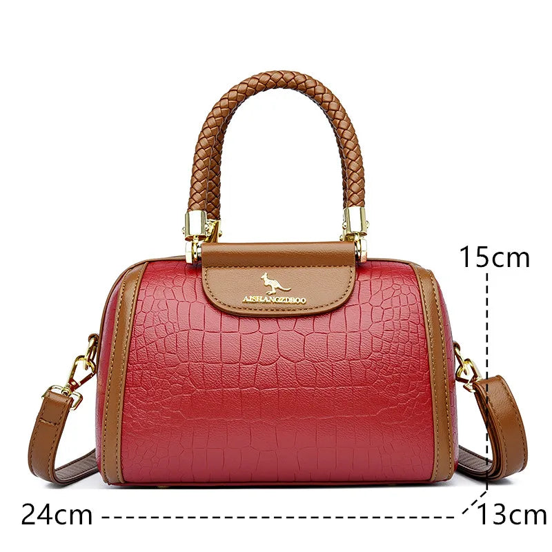 Vintage Stone Pattern Leather Shoulder Crossbody Bags for Women