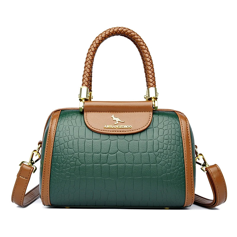 Vintage Stone Pattern Leather Shoulder Crossbody Bags for Women