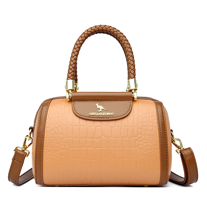 Vintage Stone Pattern Leather Shoulder Crossbody Bags for Women