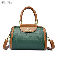 Vintage Stone Pattern Leather Shoulder Crossbody Bags Women