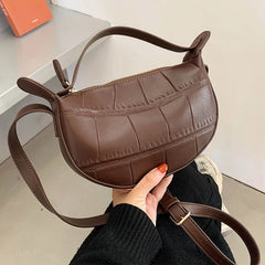 Vintage Stone Pattern PU Leather Crossbody Bag for Women