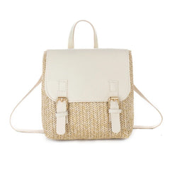 Vintage Straw Backpack Women's Shoulder Bag