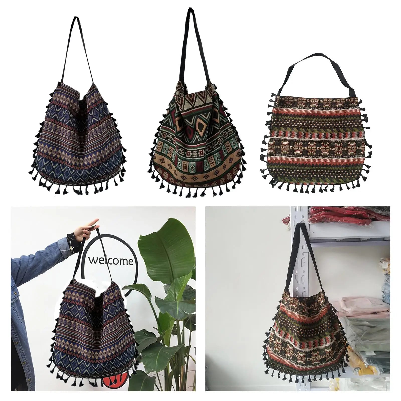 Bohemian Fringe Shoulder Bag Women Messenger Satchel Handbag Purse
