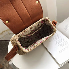 Vintage Tassel Saddle Rattan Women Shoulder Bag Casual Straw Purse